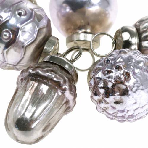 Floristik24 Mini-Christbaumschuck-Mix 4,5cm Silbern, Rosa Sortiert 10St