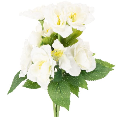 Kunstblume Christrose weiss Bund 36 cm Kunststoff für Weihnachten