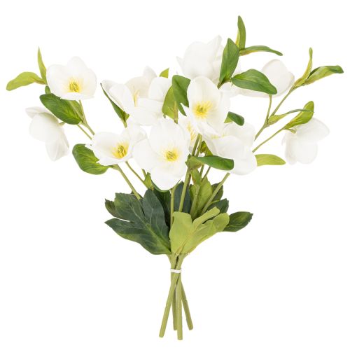 Christrose Kunstblume weiss, Dekobund 40 cm, 4 Stiele mit Blüten