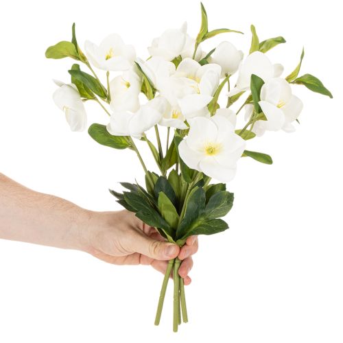 Christrose Kunstblume weiss, Dekobund 40 cm, 4 Stiele mit Blüten | Floristik24.ch