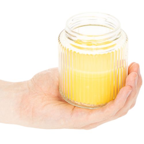 Artikel Citronella-Kerze im glas gerippt 10 cm Gelb mit Metalldeckel