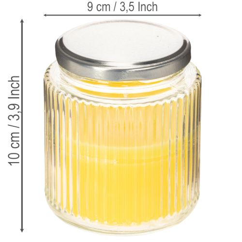 Citronella-Kerze im glas gerippt 10 cm Gelb mit Metalldeckel | Floristik24.ch