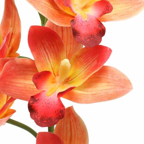 Floristik24 Orchidee Kunstblume Cymbidium Orange 74cm
