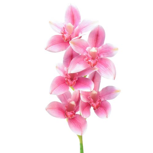 Cymbidium Orchidee künstlich 5 Blüten Rosa 65cm