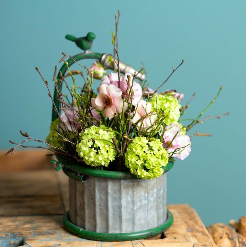 Floristik24 Übertopf Metall Regentonne Vogel Balkon Deko Ø15,5cm