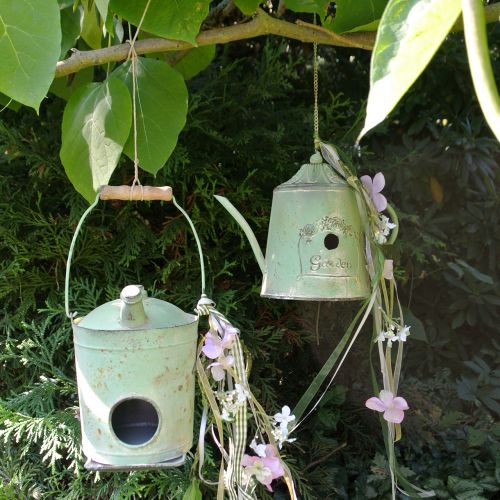 Floristik24 Vogelhaus Ölfass Antik Grün Ø17cm H23cm