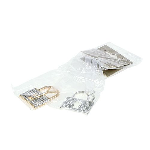 Floristik24 Anhänger Schloss mit Schlüssel 5cm Gold/Silber 2St