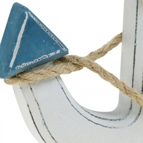 Floristik24 Deko-Anker Holz zum Stellen Tischdeko maritim Blau, Weiß H24cm