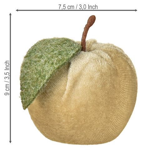 Artikel Deko Apfel Samt mit Blatt Braun Gelb Ø7,5cm H9cm 9 St