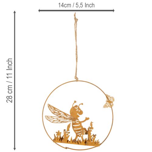 Artikel Deko-Biene aus Metall, Rost-Optik, zum Aufhängen, Ø 14 cm, 4 Stück