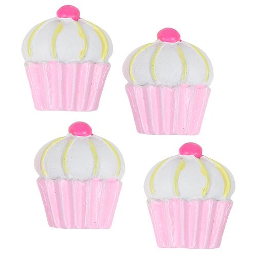 Miniatur Deko-Cupcakes Rosa, Weiß 2,5cm 60St