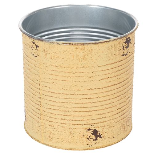 Deko-Pflanztopf aus Metall, Ø15,5cm, H15cm, Apricot mit Vintage-Motiv | Floristik24.ch