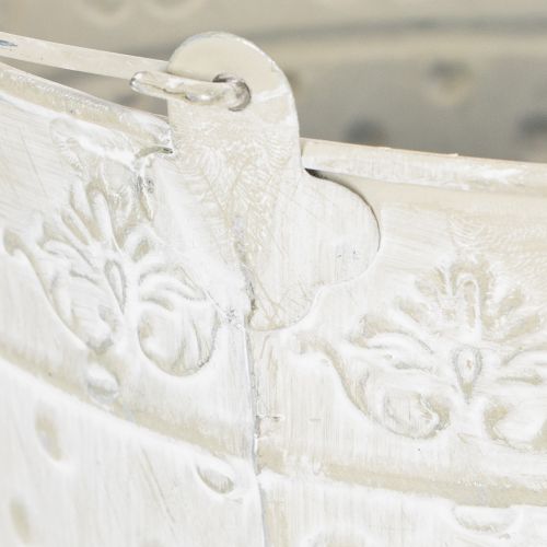 Deko-Eimer aus Metall Weiss Ø20,5 cm mit Holz-Henkel für Pflanzen und Dekoration | Floristik24.ch