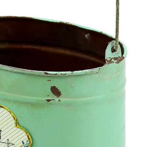 Floristik24 Deko-Eimer oval 2-Set Rosenmotiv Grün 13,5cm / 17cm