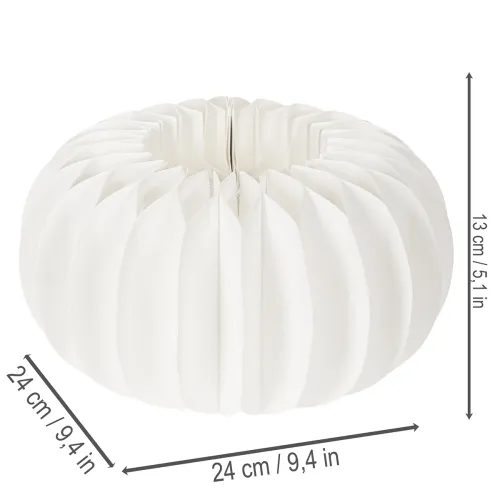 Wabenpapier Kürbis rund 24 cm weiss für Trockenblumen und Herbstdeko, 4 Stück | Floristik24.ch