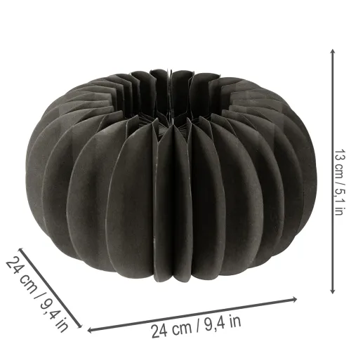 Wabenpapier Kürbis aus Papier, dunkelgrau, 24 cm, 4er-Set | Floristik24.ch