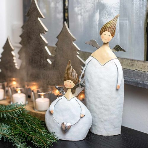 Floristik24 Deko Engel-Trio Metall Weiß, Glitzer Ø10/11,5/7cm H28,5/18/21cm 3St