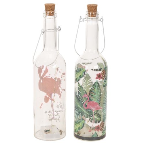 Deko-Flaschen LED Glas Flamingo 37,5 cm Warmweiss 2er-Set | Floristik24.ch