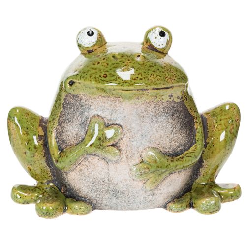 Deko Frosch Keramik Grün Braun Vintage L15,5cm | Floristik24.ch