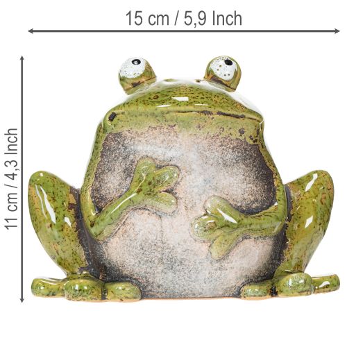 Deko Frosch Keramik Grün Braun Vintage L15,5cm | Floristik24.ch