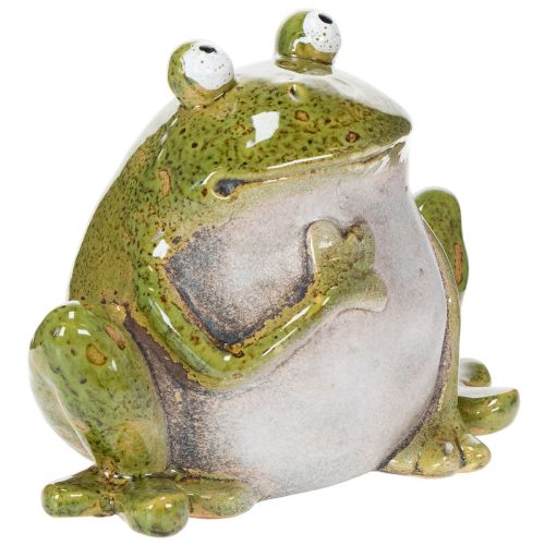 Deko Frosch Keramik Grün Braun Vintage L15,5cm | Floristik24.ch