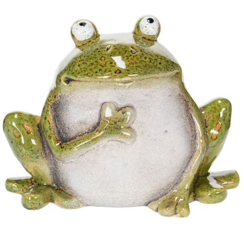 Deko Frosch Keramik Grün Braun Vintage L15,5cm | Floristik24.ch