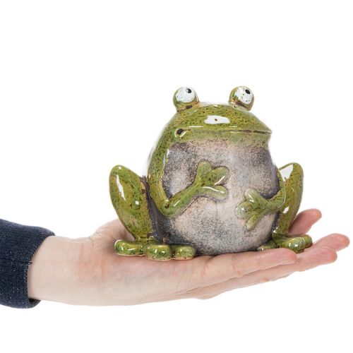 Deko Frosch Keramik Grün Braun Vintage L15,5cm | Floristik24.ch