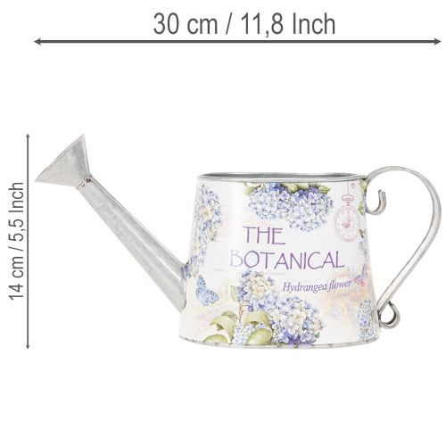 Deko Giesskanne Metall Hortensien Blumen Motiv 30x11x14,5cm für Innenbereich | Floristik24.ch