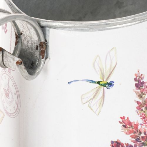 Deko-Giesskanne Metall Weiss Lavendel-Motiv 30×11×14,5 cm für Innenbereich | Floristik24.ch