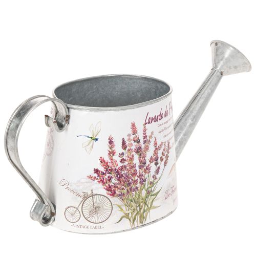 Deko-Giesskanne Metall Weiss Lavendel-Motiv 30×11×14,5 cm für Innenbereich | Floristik24.ch
