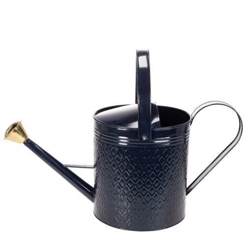 Deko-Giesskanne aus Metall 65cm Blau-Gold mit Karo-Muster für Innen und Balkon | Floristik24.ch