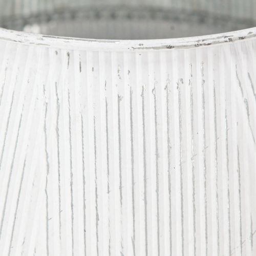 Artikel Deko Gießkanne Weiß Vintage Metall Rillen Blumentopf 25cm