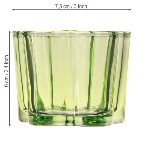 Artikel Deko Glas Teelichthalter Blütenform Grün Ø7,5cm H6cm 6St