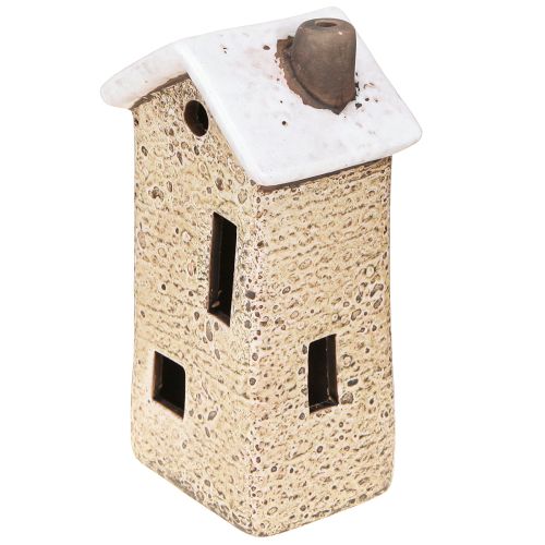 Floristik24 Deko Häuschen Keramik Creme Rot Grau 10/12/13,5cm 3 St