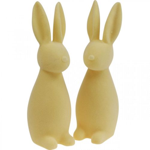 Floristik24 Deko Hase Deko-Osterhase – 2. Wahl – Beflockt Hellgelb H29,5cm 2 St
