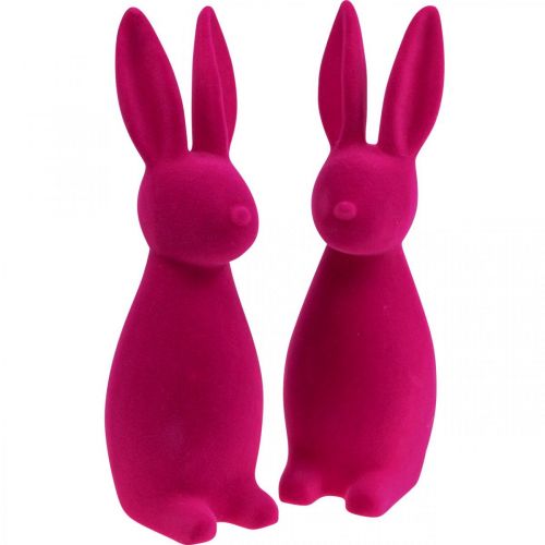Floristik24 Deko Hase Deko-Osterhase – 2. Wahl – Beflockt Pink H29,5cm 2 St