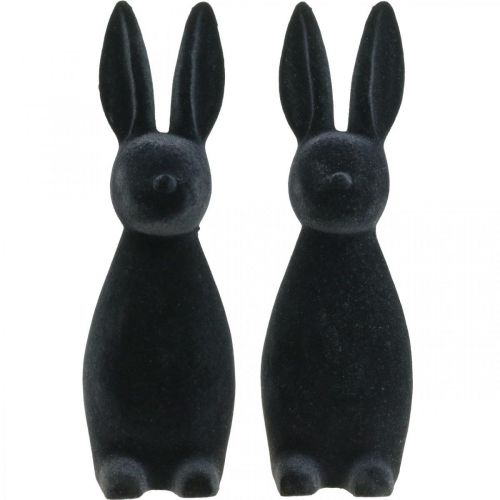 Floristik24 Deko Hase Schwarz – 2. Wahl – Deko-Osterhase Beflockt H29,5cm 2 St