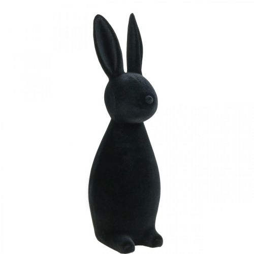 Floristik24 Deko Hase Schwarz – 2. Wahl – Deko-Osterhase Beflockt H47cm