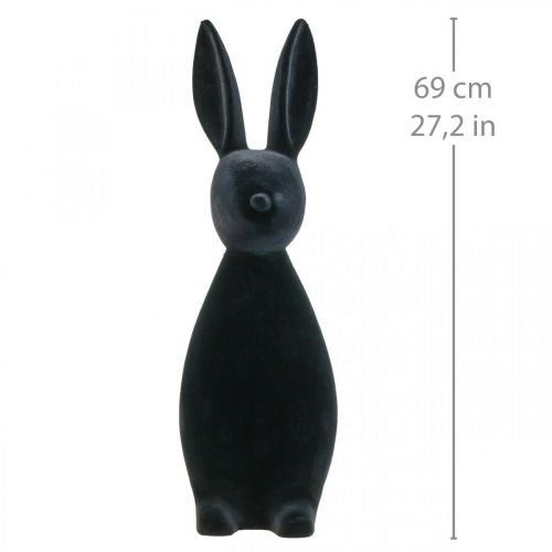 Floristik24 Deko Hase Schwarz – 2. Wahl – Deko-Osterhase Beflockt H69cm