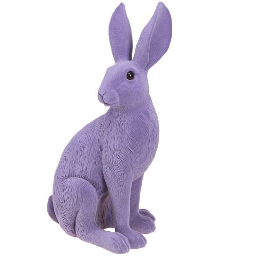 Floristik24 Deko Hase Flieder Osterhase sitzend beflockt 16×13×35cm