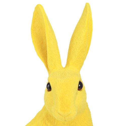 Floristik24 Deko Hase sitzend Osterhase beflockt Gelb 12×9×25cm