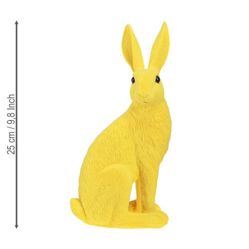 Floristik24 Deko Hase sitzend Osterhase beflockt Gelb 12×9×25cm