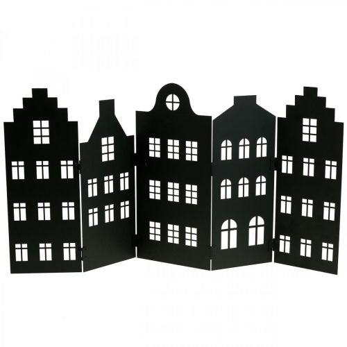 Weihnachtsdeko Metall Stadtsilhouette Schwarz 74×36cm
