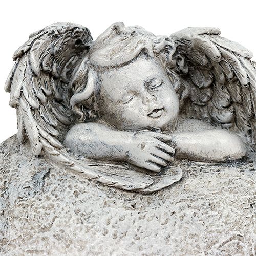 Floristik24 Deko Herz mit Engel Grau 10,5cm 2 St