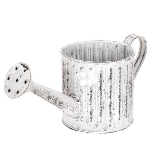 Deko-Pflanzkanne aus Metall, Ø10,5cm, silber/weiss, mit Rillenstruktur online kaufen | Floristik24.ch