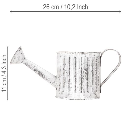 Deko-Pflanzkanne aus Metall, Ø10,5cm, silber/weiss, mit Rillenstruktur | Floristik24.ch