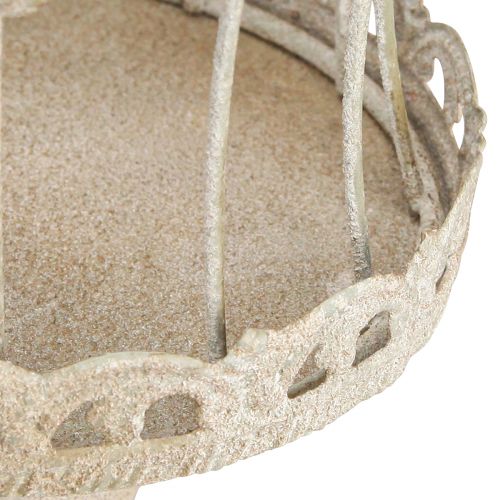 Floristik24 Deko Krone auf Fuß Vintage Metall Deko Grau 34/66cm Set mit 2St