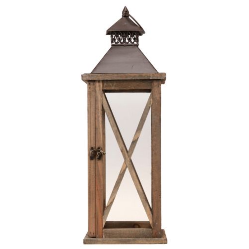 Deko Laterne Holz Vintage Holzlaterne Braun 17×17×50cm | Floristik24.ch