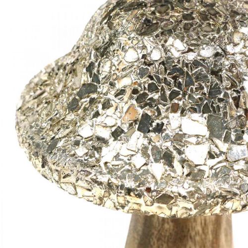 Floristik24 Deko Pilz Holz Holzpilz mit goldenem Mosaikmuster H12cm
