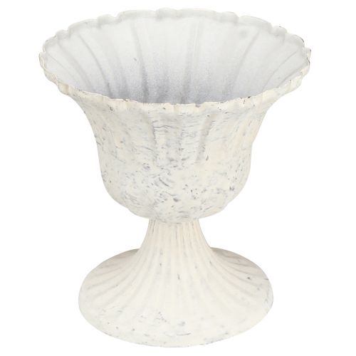 Floristik24 Deko Pokal Antik Weiß Metall Kelch Shabby Chic Ø12cm H12cm